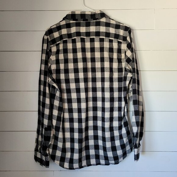 Lee Flannel Men's Medium Black/White Plaid Button Down  Long Sleeve Shirt - Picture 3 of 7